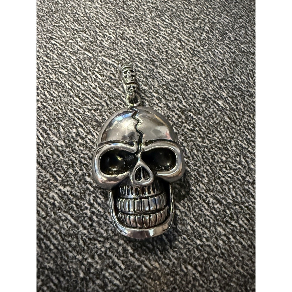 MENDEL Mens Stainless‎ Steel Large Punk Biker Skull Pendant Charm made in USA